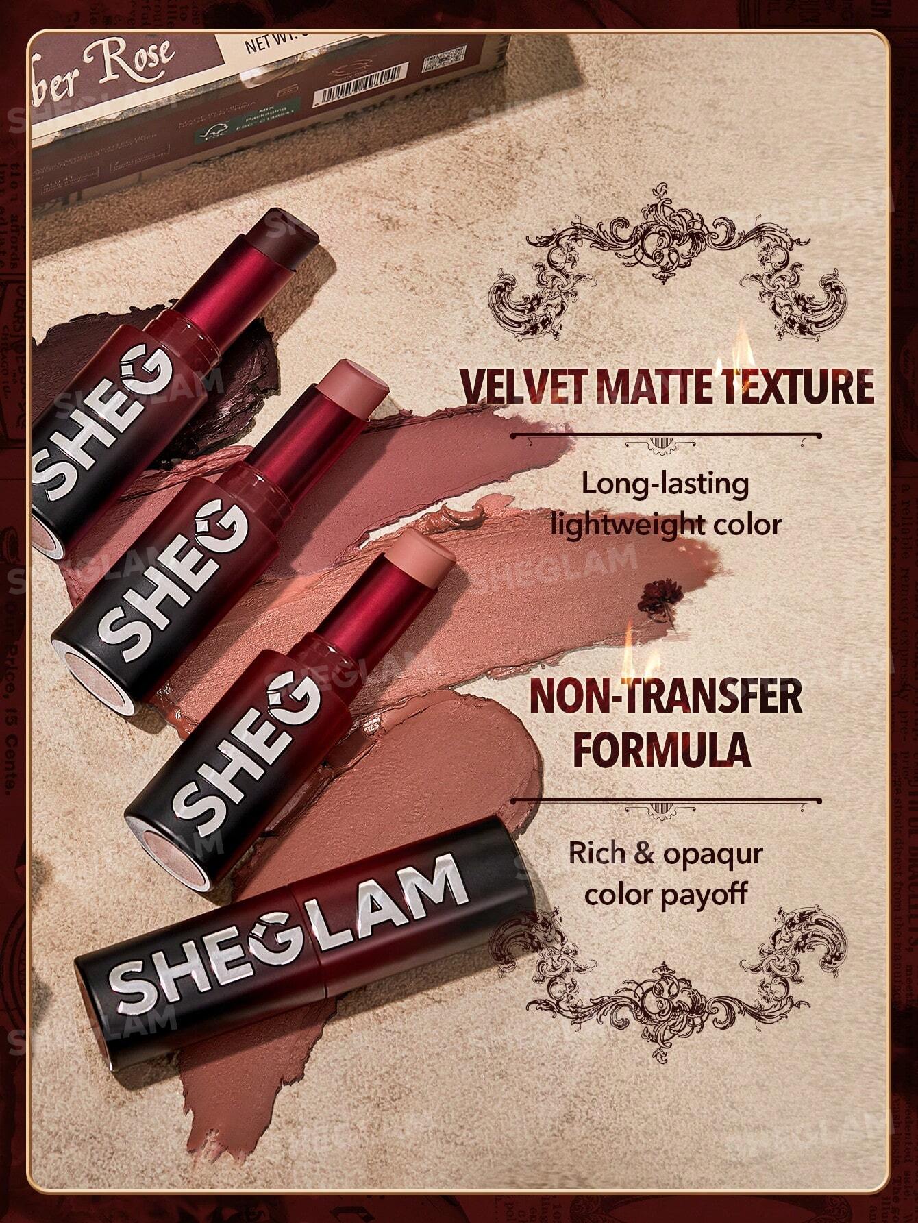 SHEGLAM Ember Rose Lipstick Stand – 8-Piece Matte & Gloss Lipstick Collection