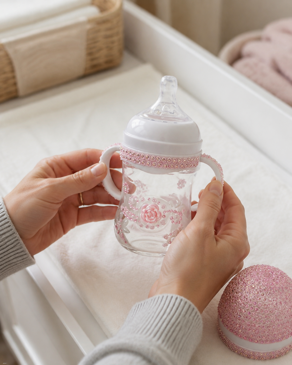 Decorated Glass Baby Bottle