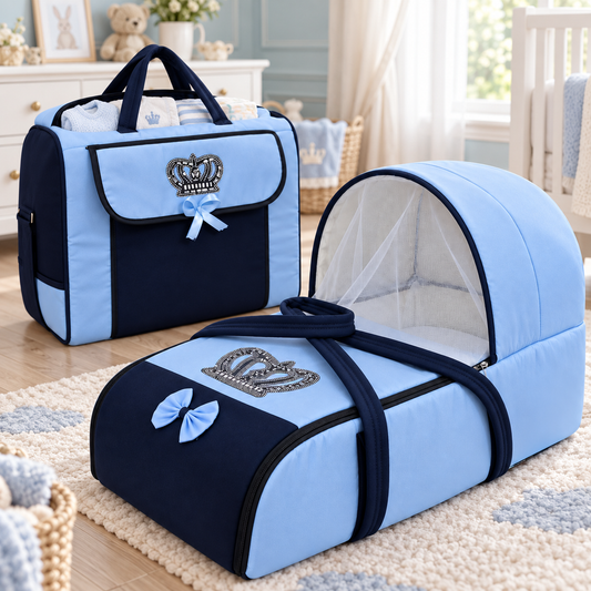 Crown Baby Carrycot & Matching Bag – 2-Piece Set
