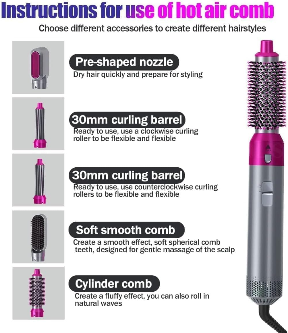 5-in-1 Hot Air Hair Dryer & Styler Tool Set – Dry, Curl, Straighten & Volumize in One
