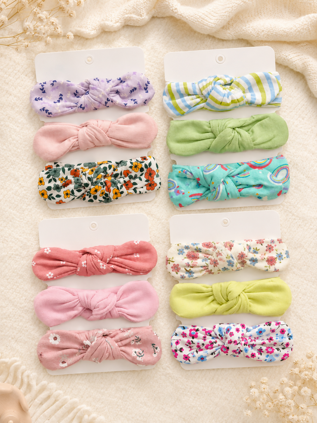 Girls’ Cotton Knot Headbands – 3 Pieces