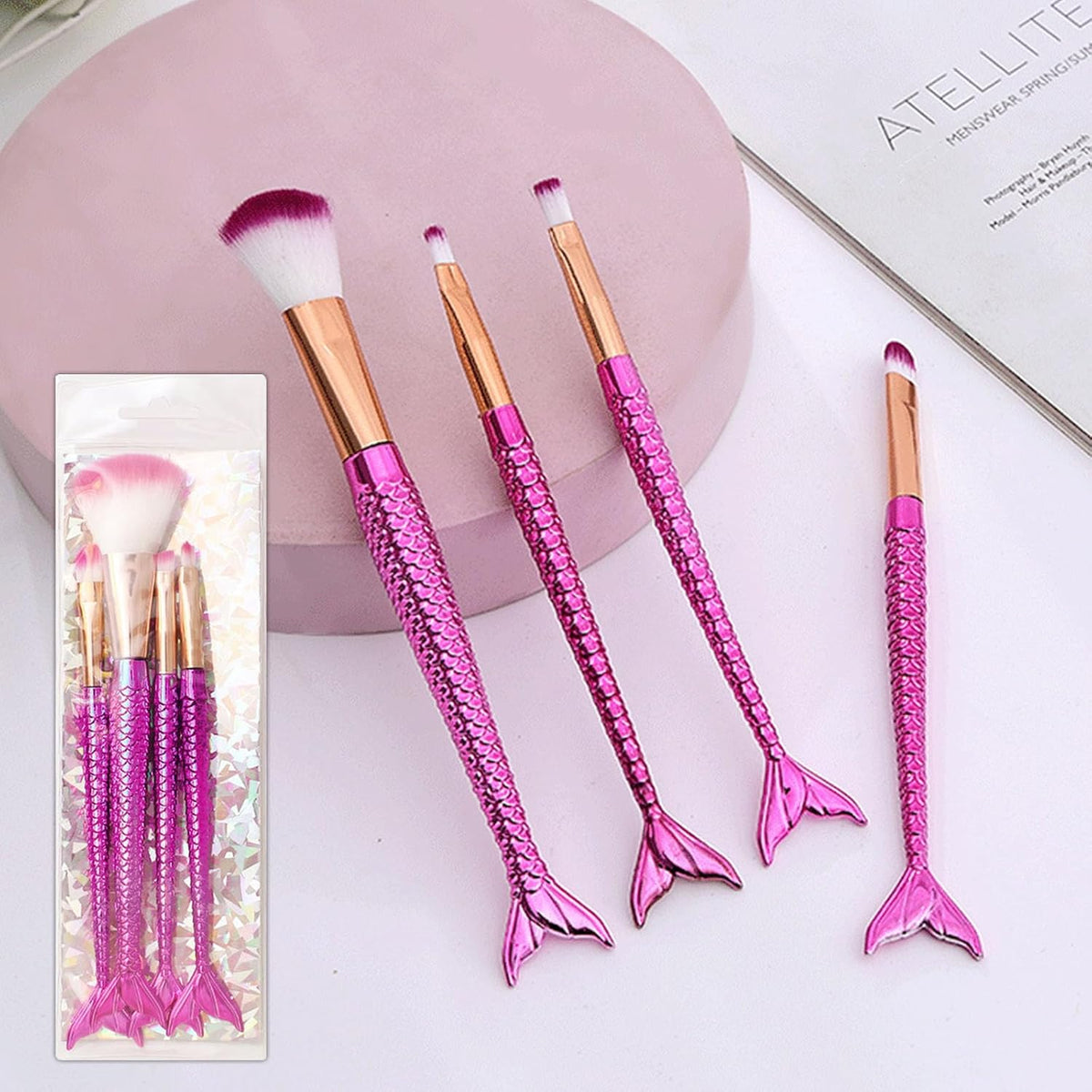 Mermaid Makeup Brush 4 Pieces Set