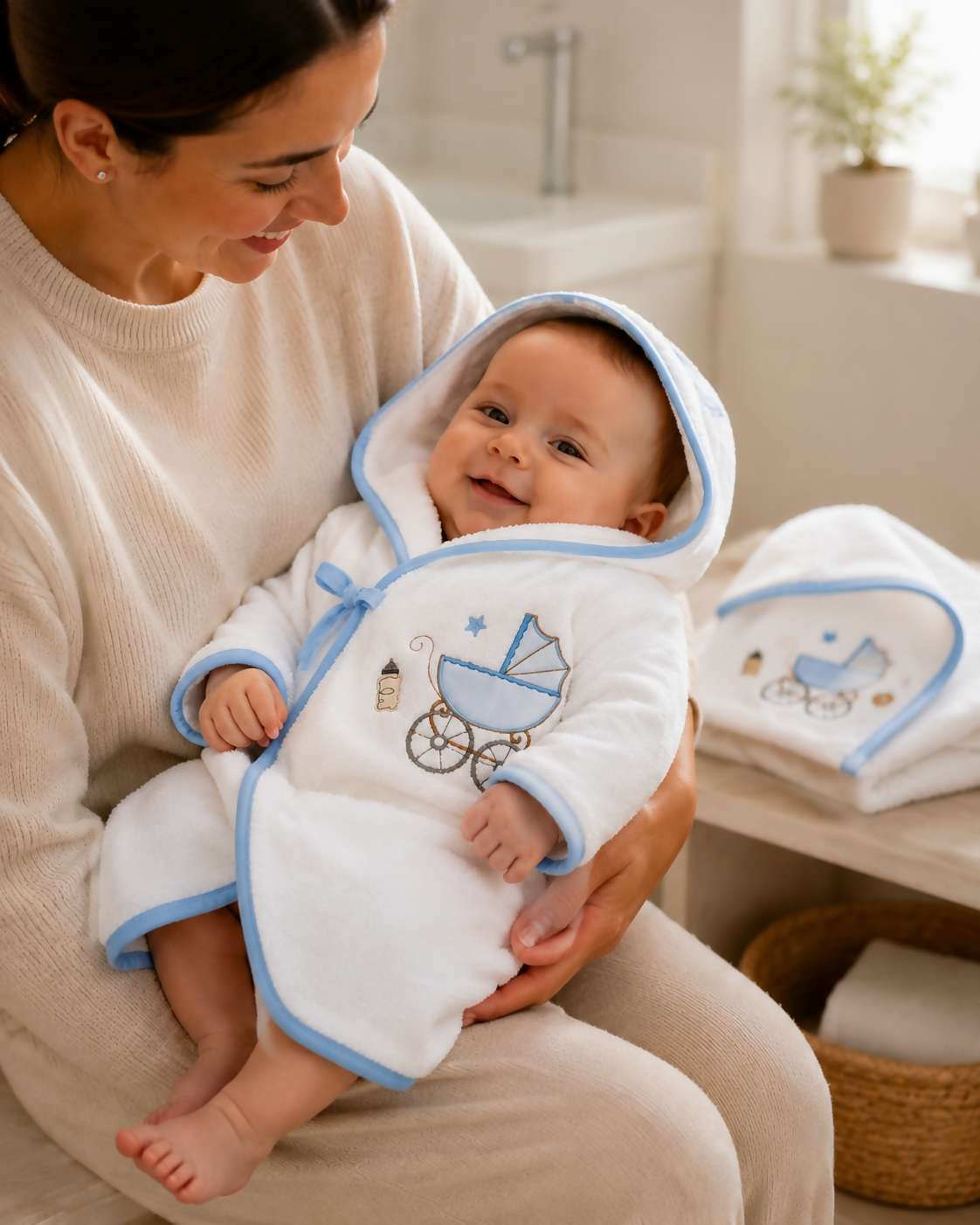 Turkish Cotton Baby Bathrobe Set