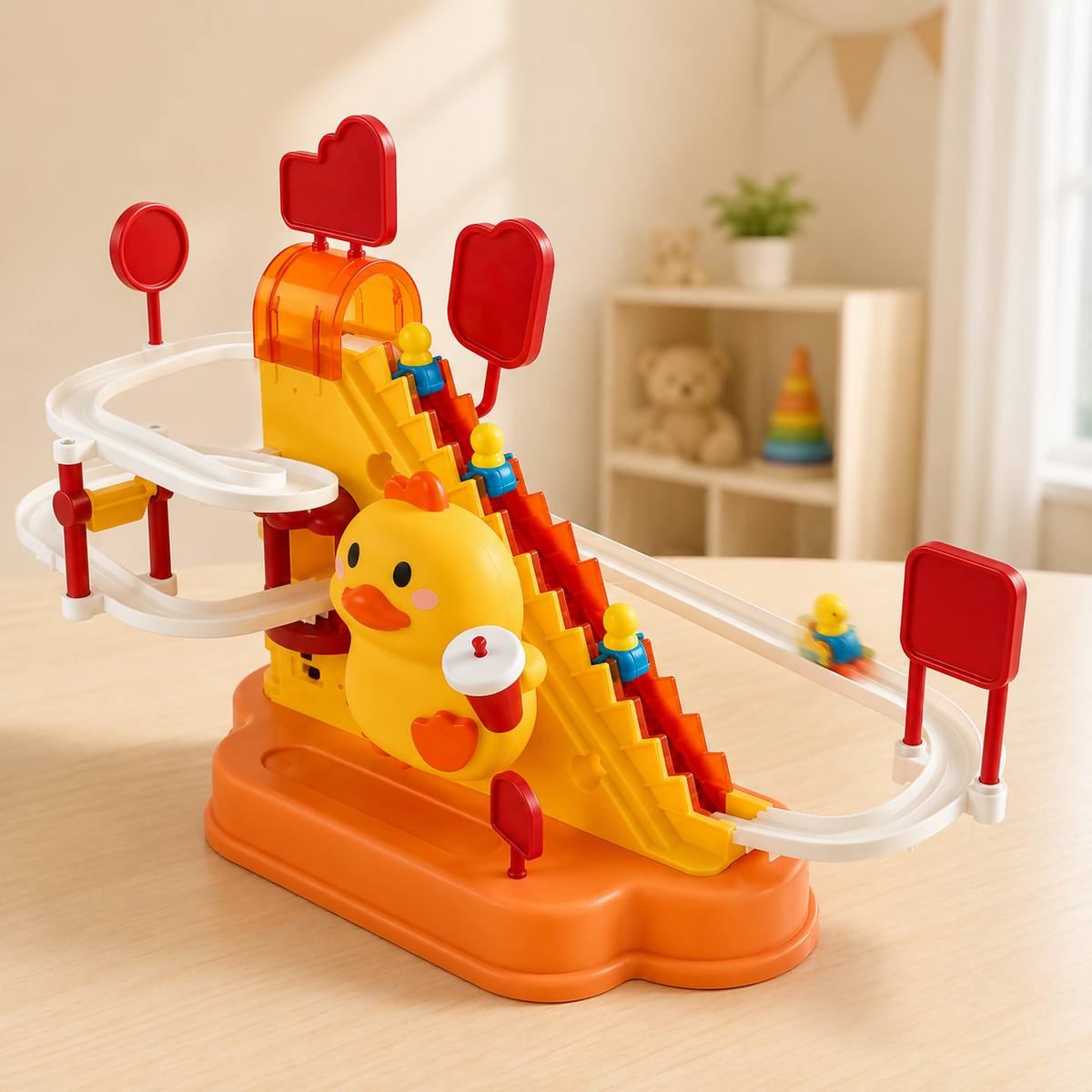 Battery-Operated Duck Stair & Slide Track Toy 🦆