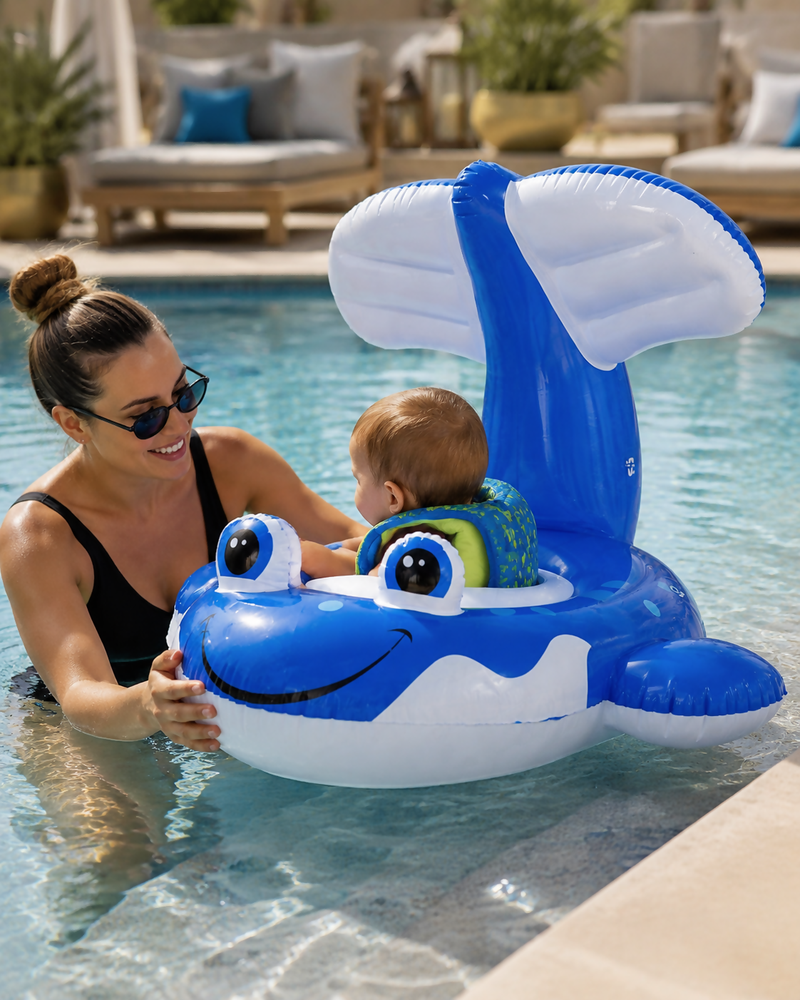 Inflatable Children’s Swim Float with Sunshade