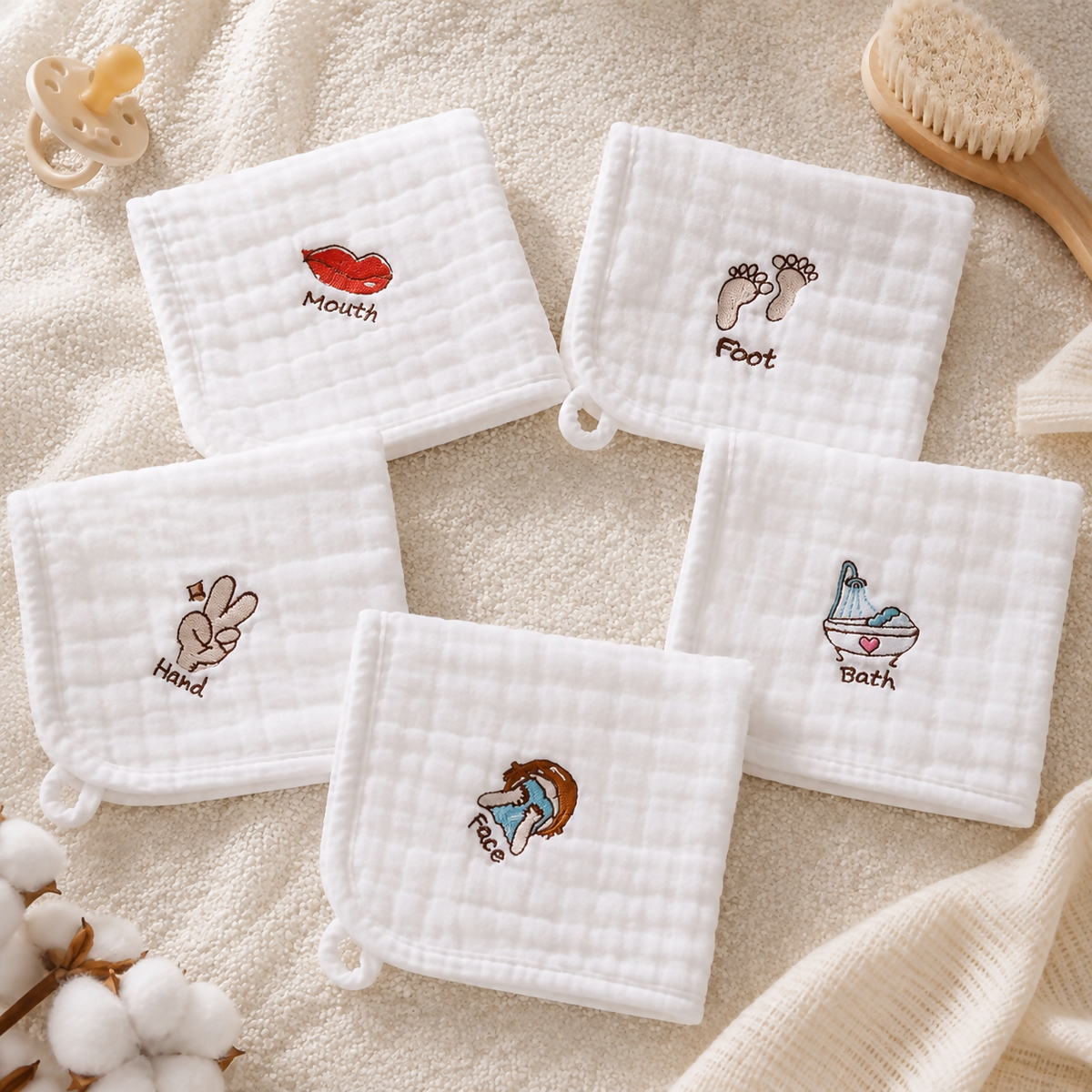 Baby Cotton Muslin Towels – Set of 5