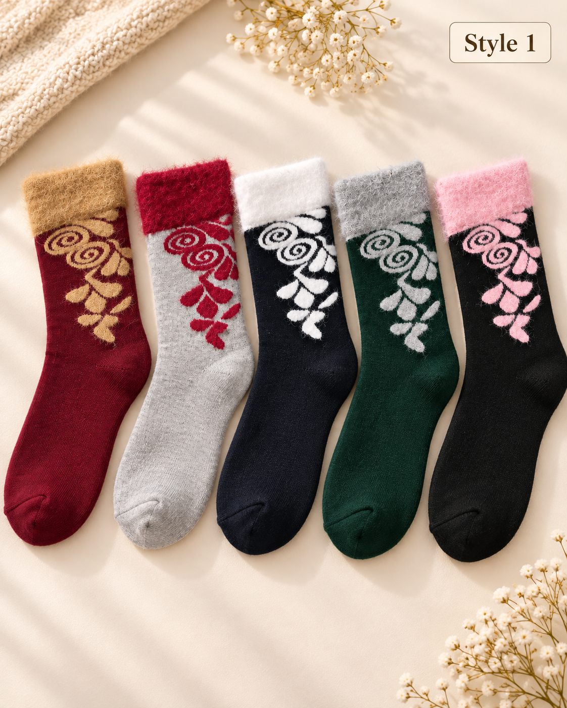 Women’s Cozy Winter Socks – Set of 5 Pairs