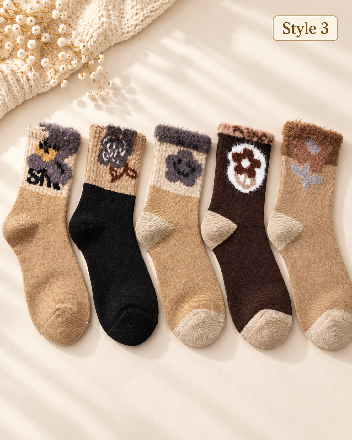 Women’s Cozy Winter Socks – Set of 5 Pairs