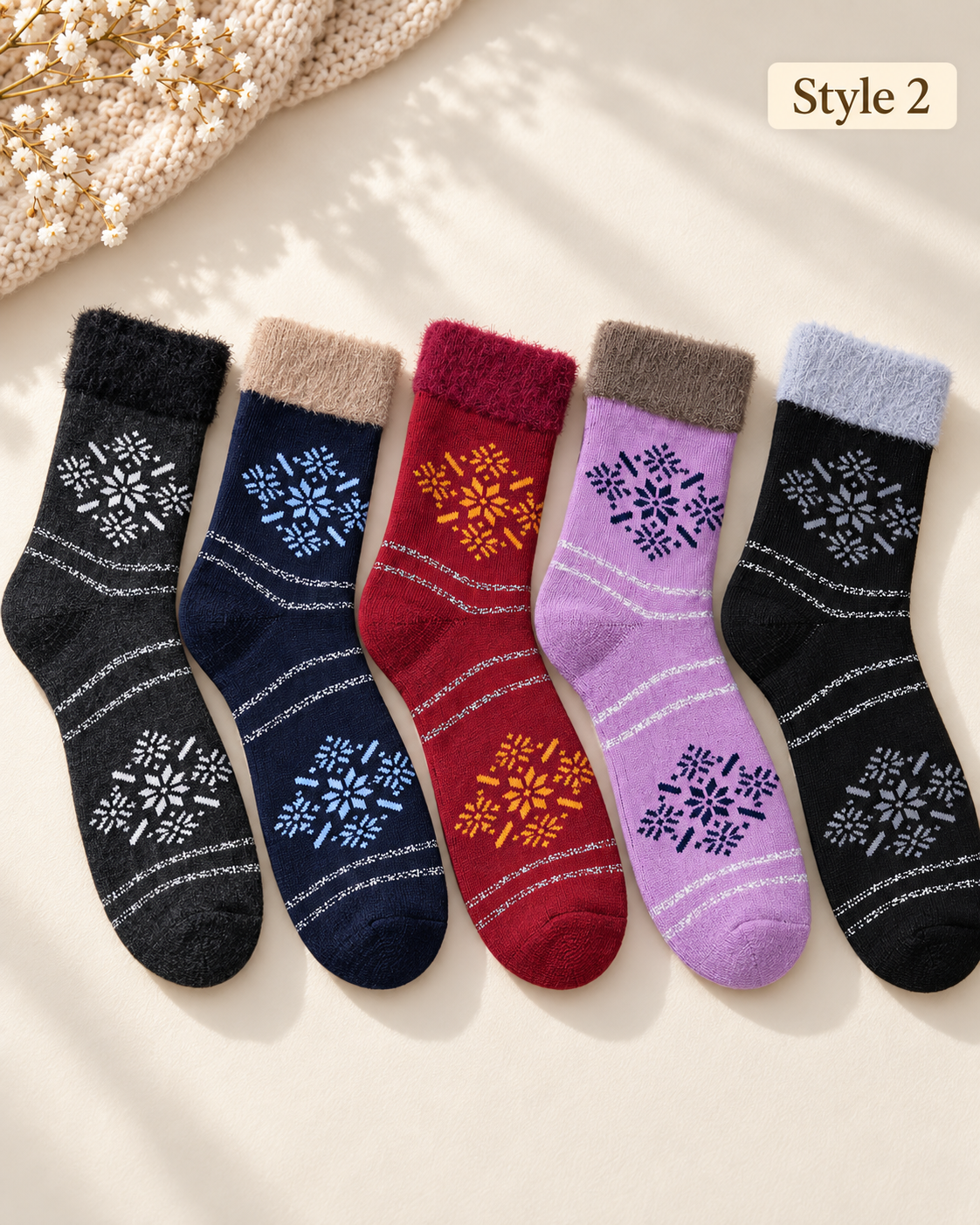 Women’s Cozy Winter Socks – Set of 5 Pairs
