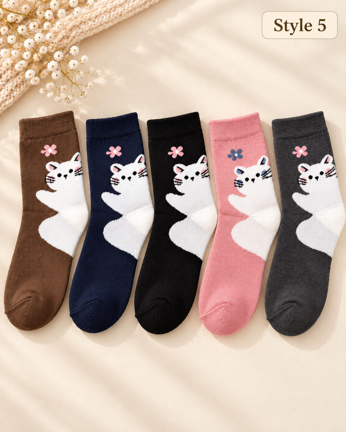 Women’s Cozy Winter Socks – Set of 5 Pairs