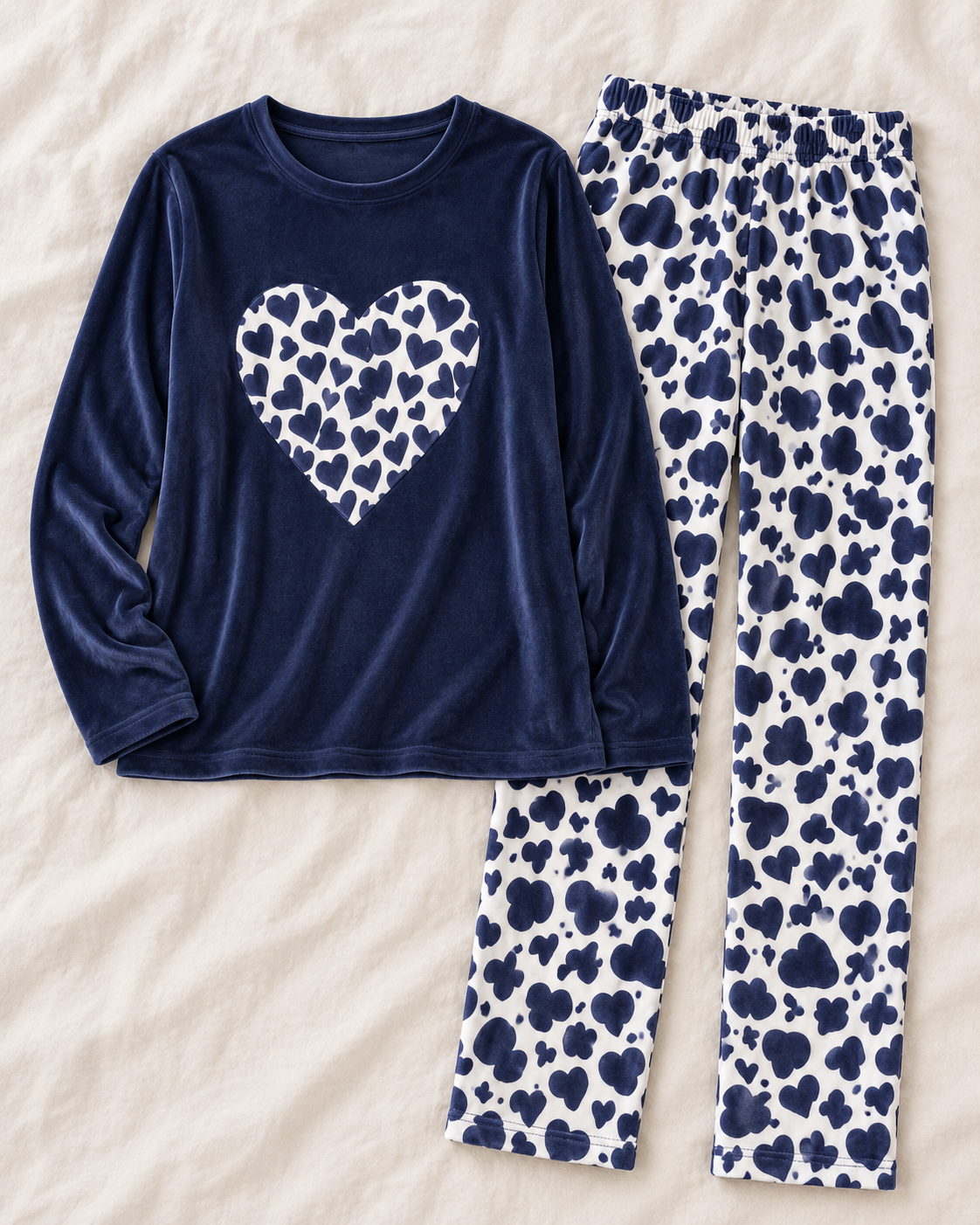 Heart Print Two-Piece Pyjama Set