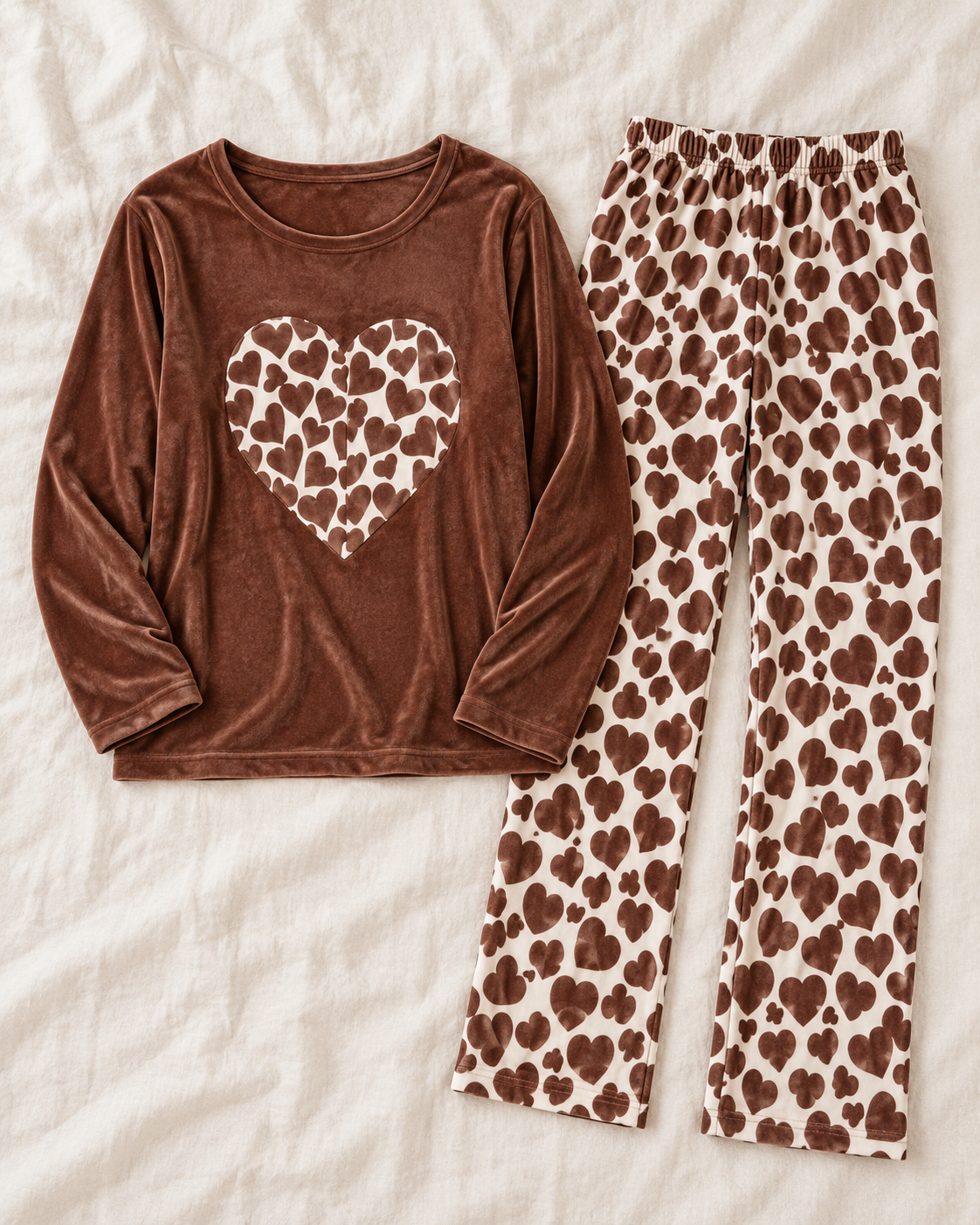 Heart Print Two-Piece Pyjama Set