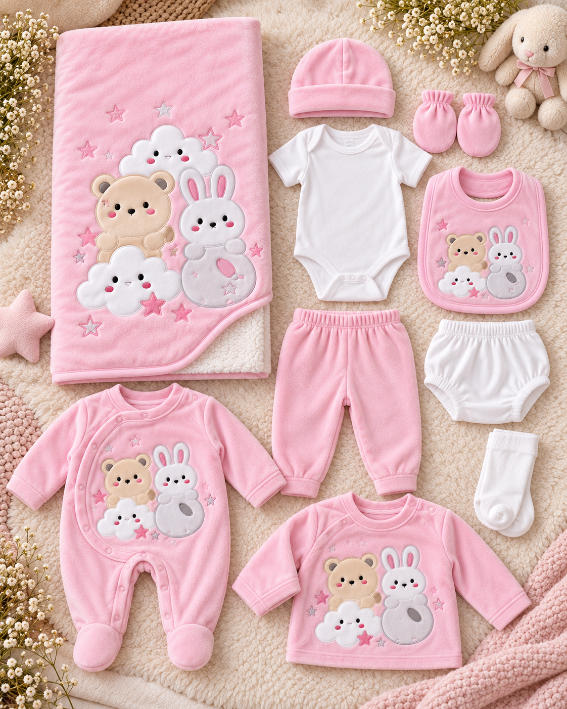 Baby 10-Piece Velvet Hospital Set