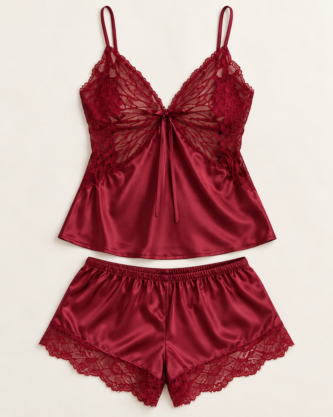 Butterfly Lace Satin Cami & Shorts Set