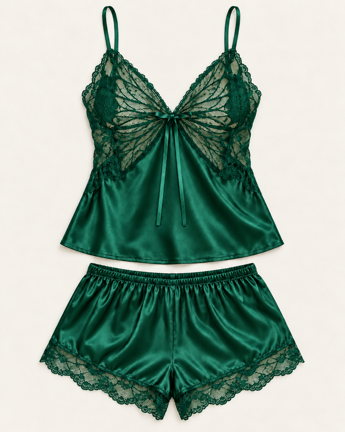 Butterfly Lace Satin Cami & Shorts Set