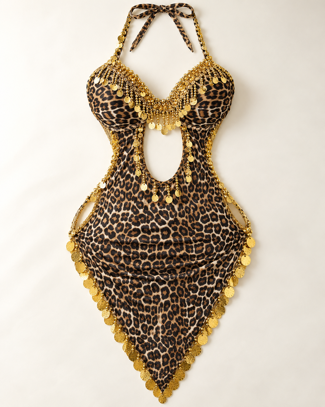Leopard Print Gold Coin Dance Costume