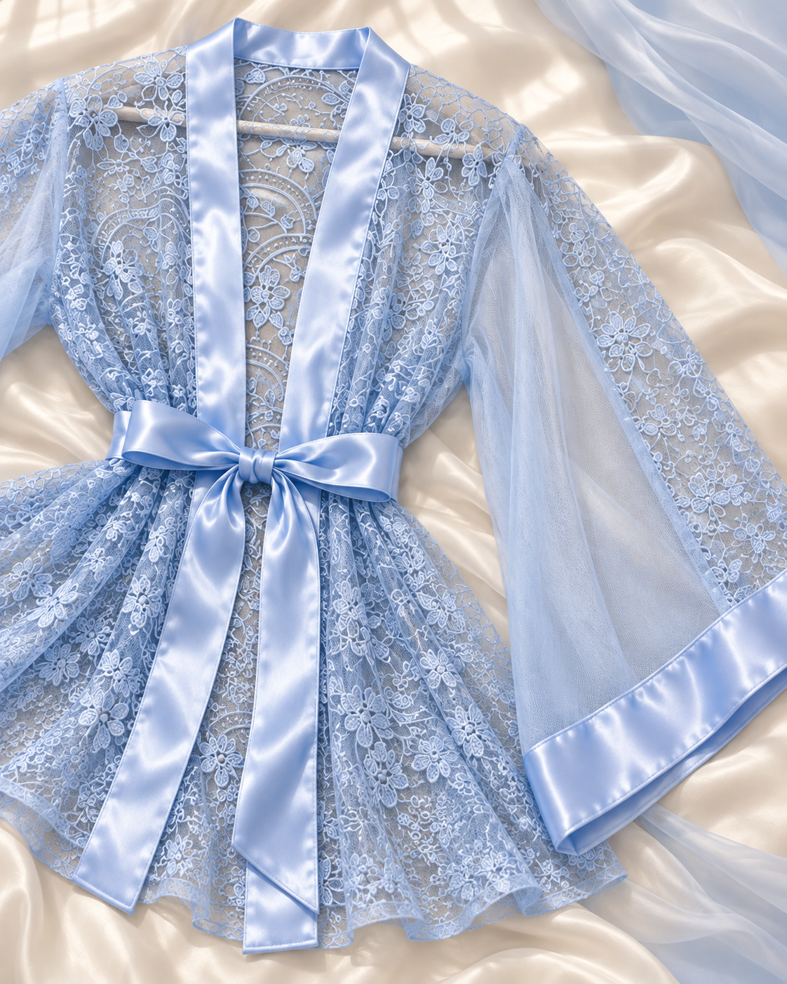 Four-Piece Satin and Lace Sleepwear Set
