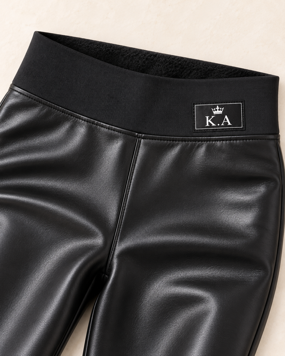 Women's High-Waisted Faux Leather Fleece-Lined Leggings