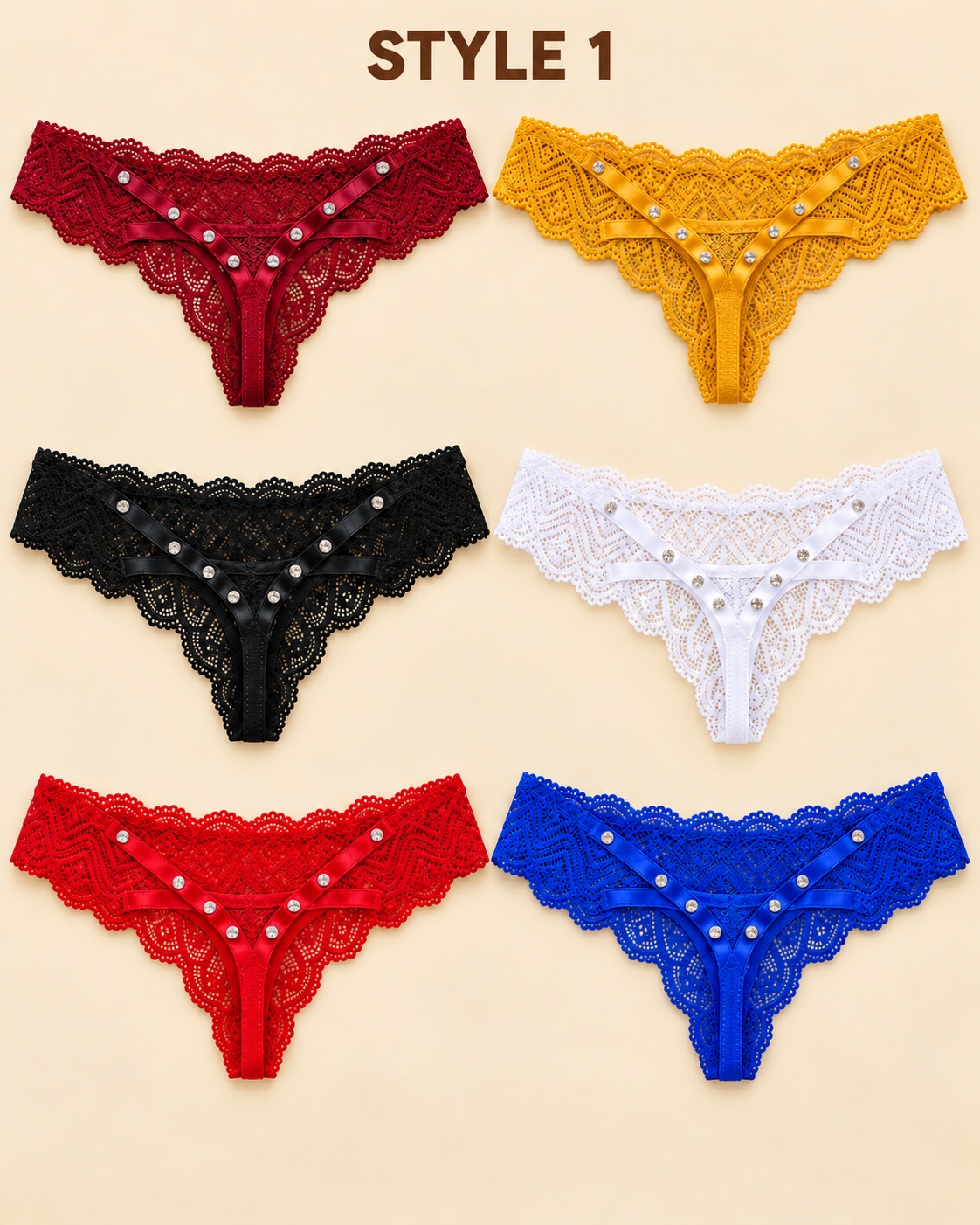 Women’s Lace & Embroidered String Panties