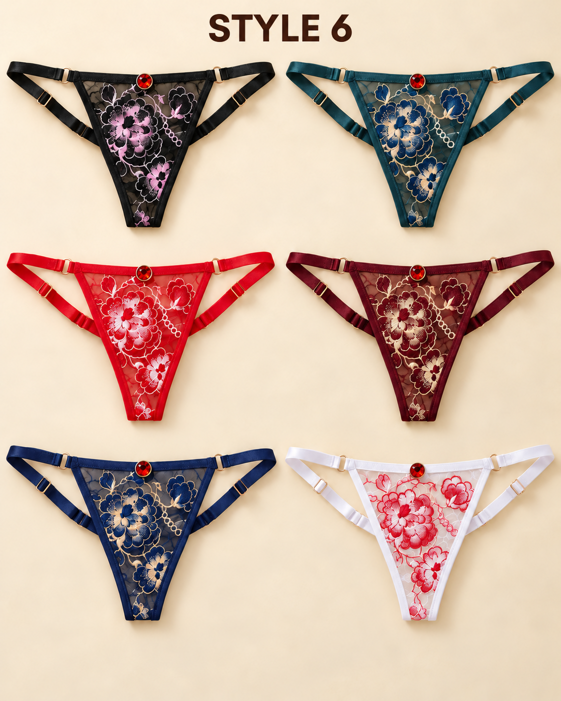 Women’s Lace & Embroidered String Panties