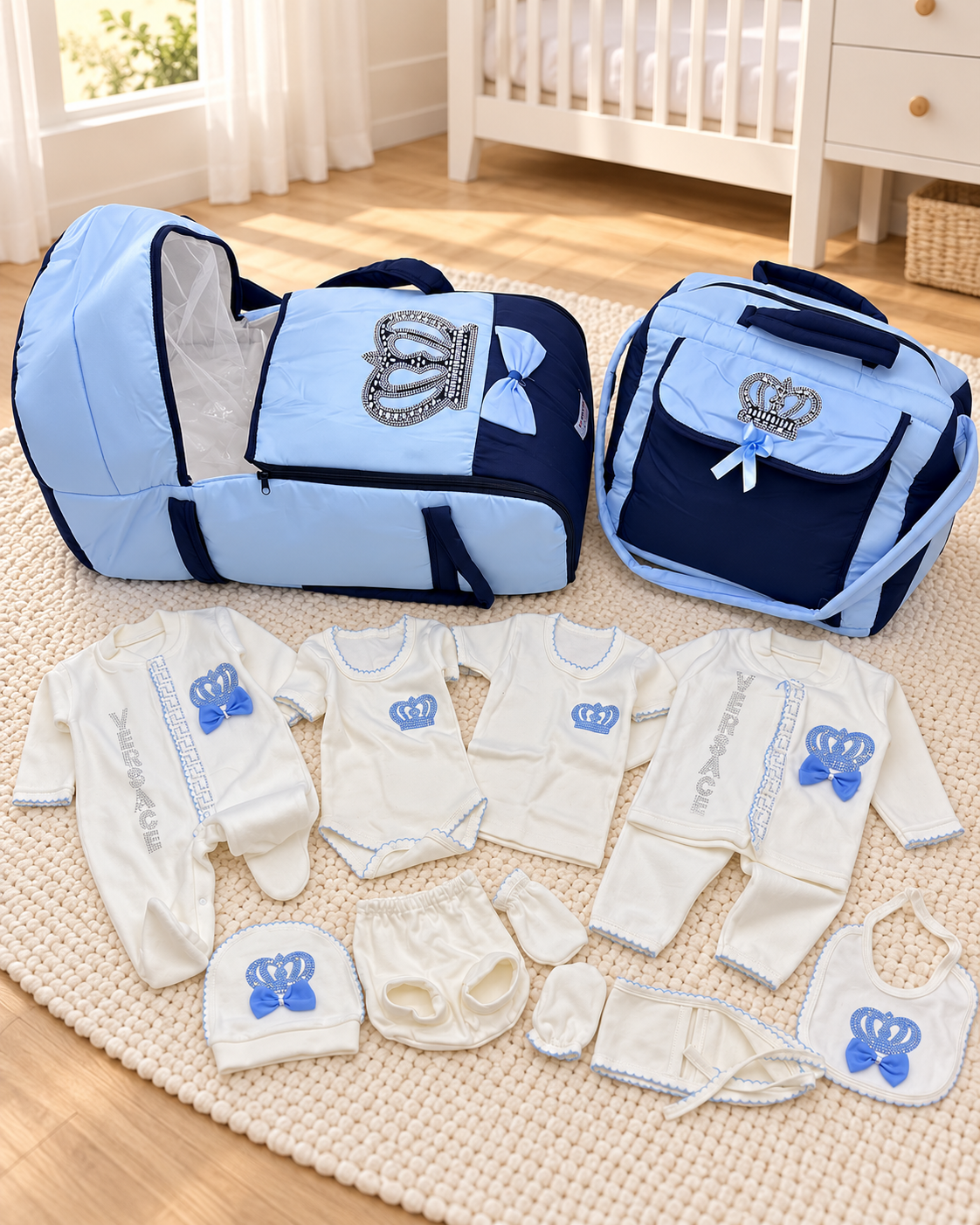 Newborn Baby Crown Hospital Set with Carry Cot & Bag