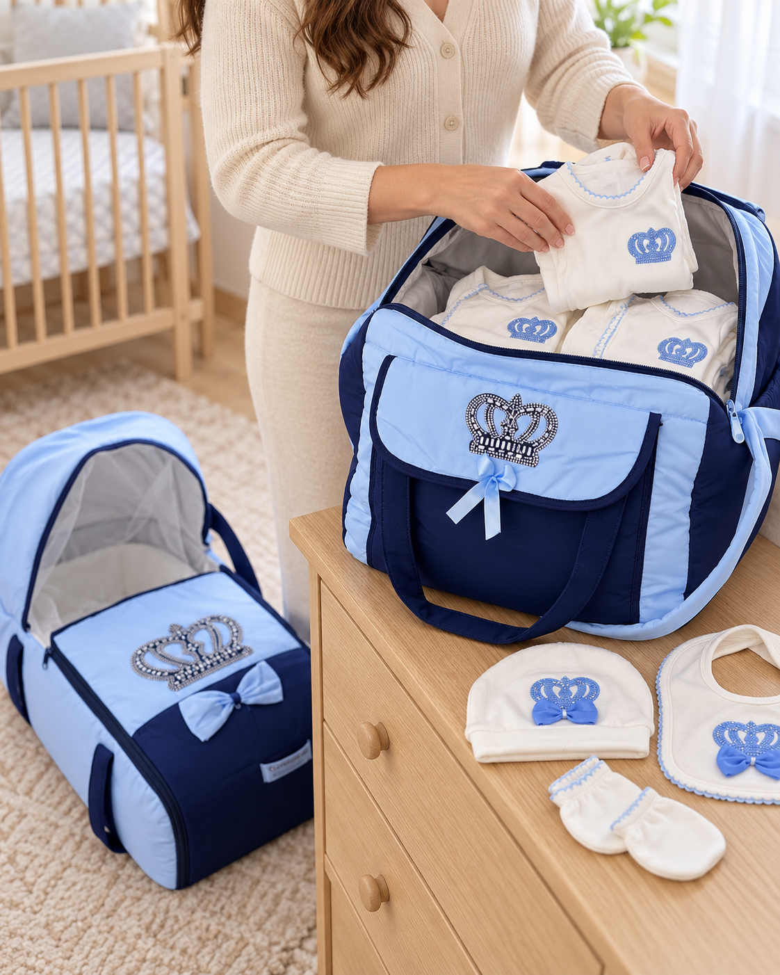 Newborn Baby Crown Hospital Set with Carry Cot & Bag