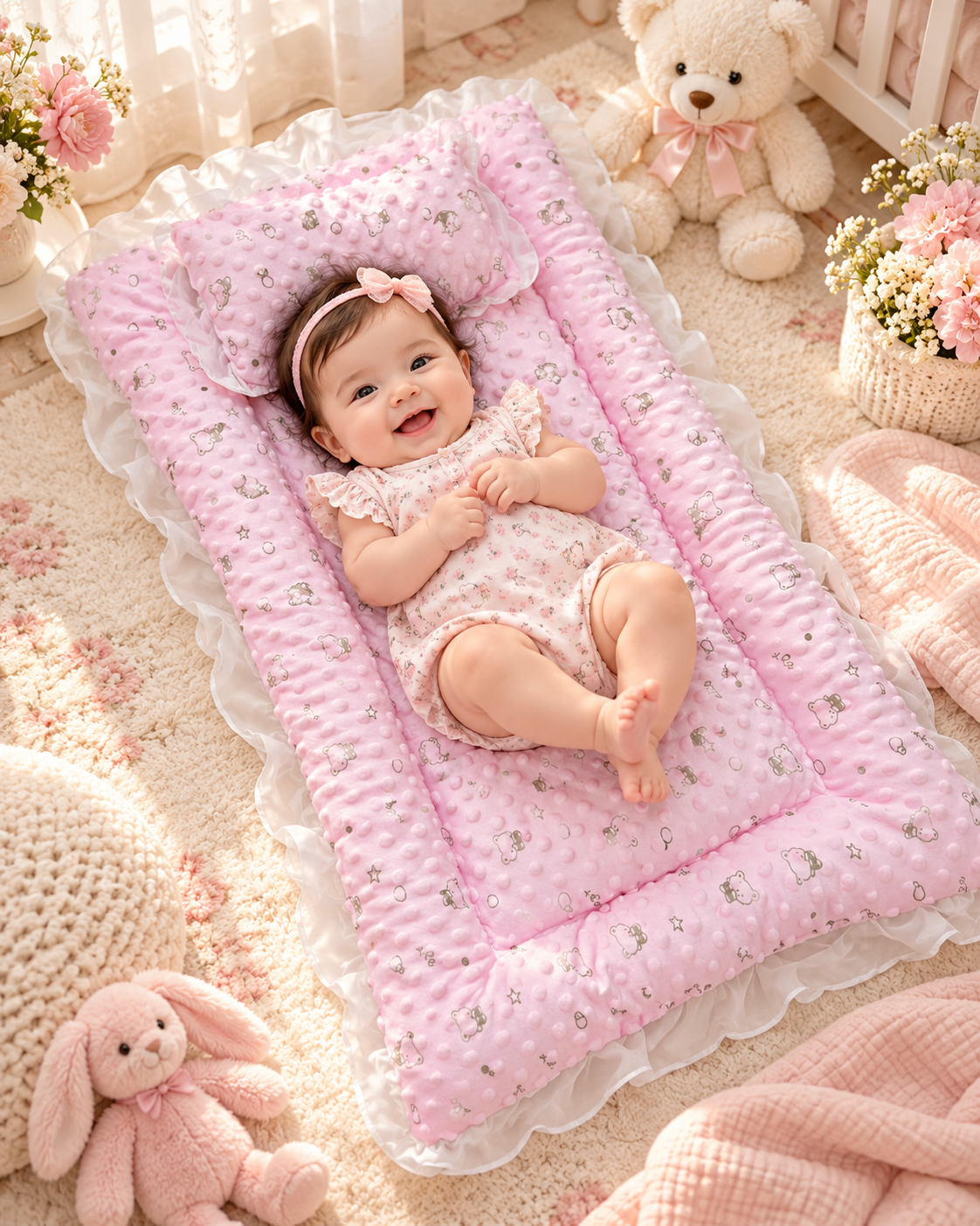 Baby Cushioned Lounger with Pillow