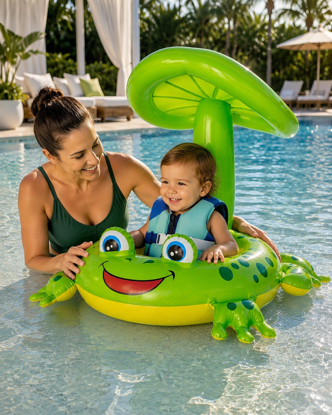 Inflatable Children’s Swim Float with Sunshade