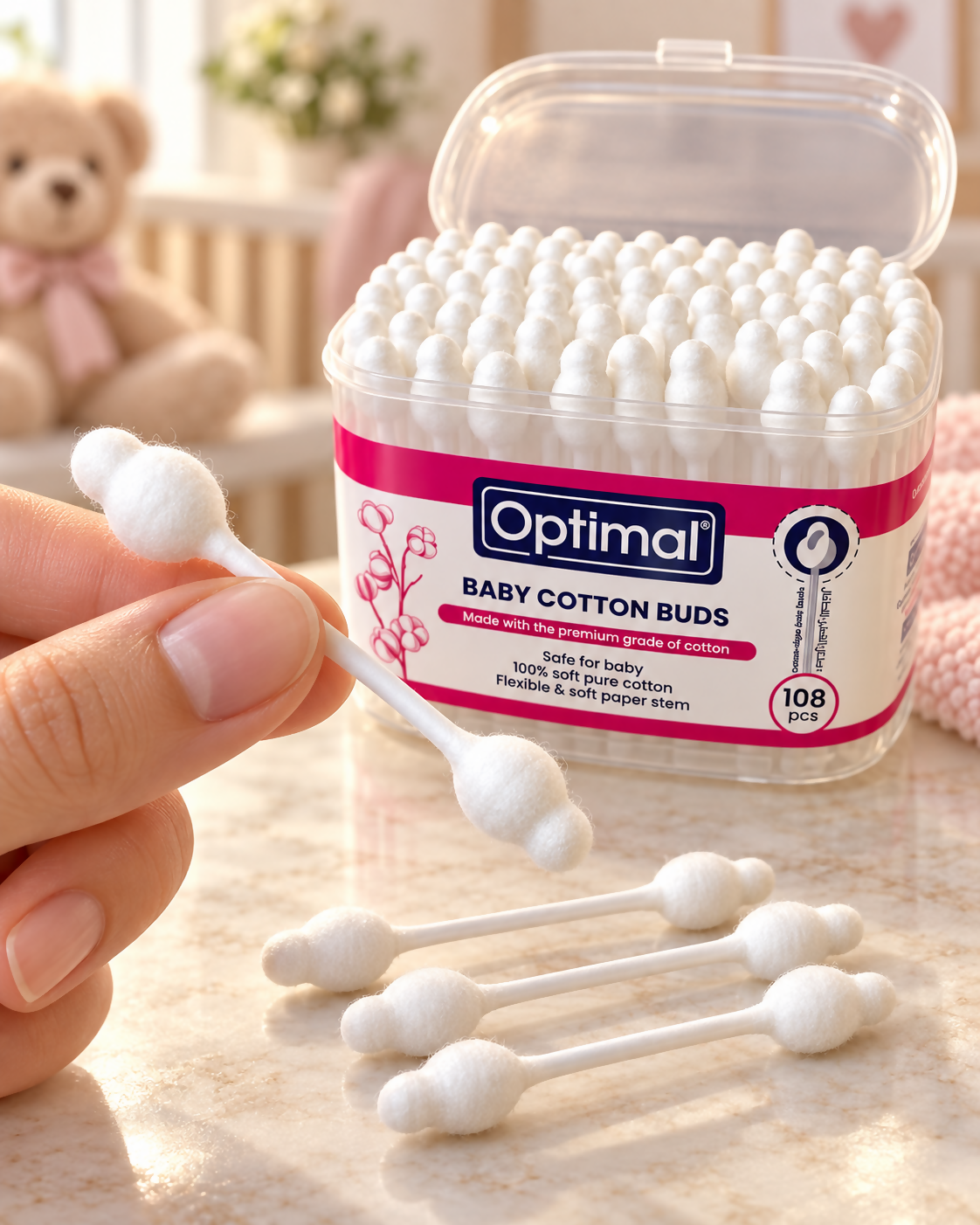 Optimal Baby Cotton Buds – 108 Pieces