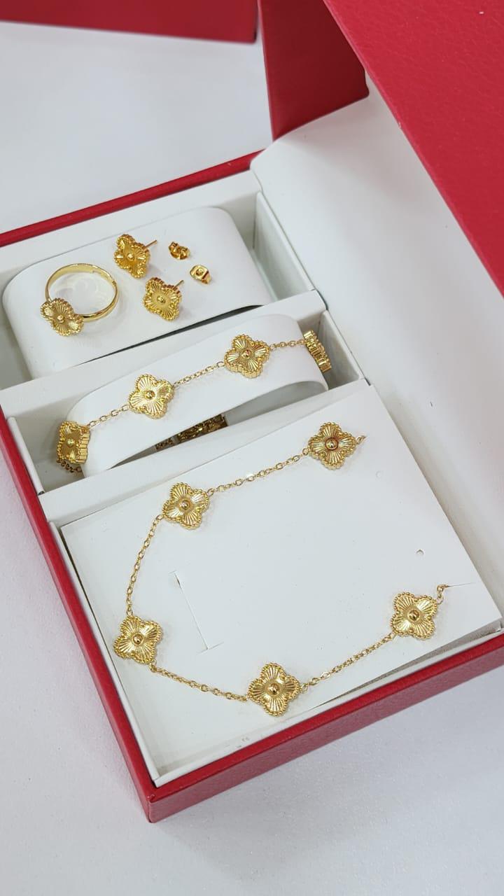 The Signature Clover Collection – Full Set packaged in a luxurious red jewelry box