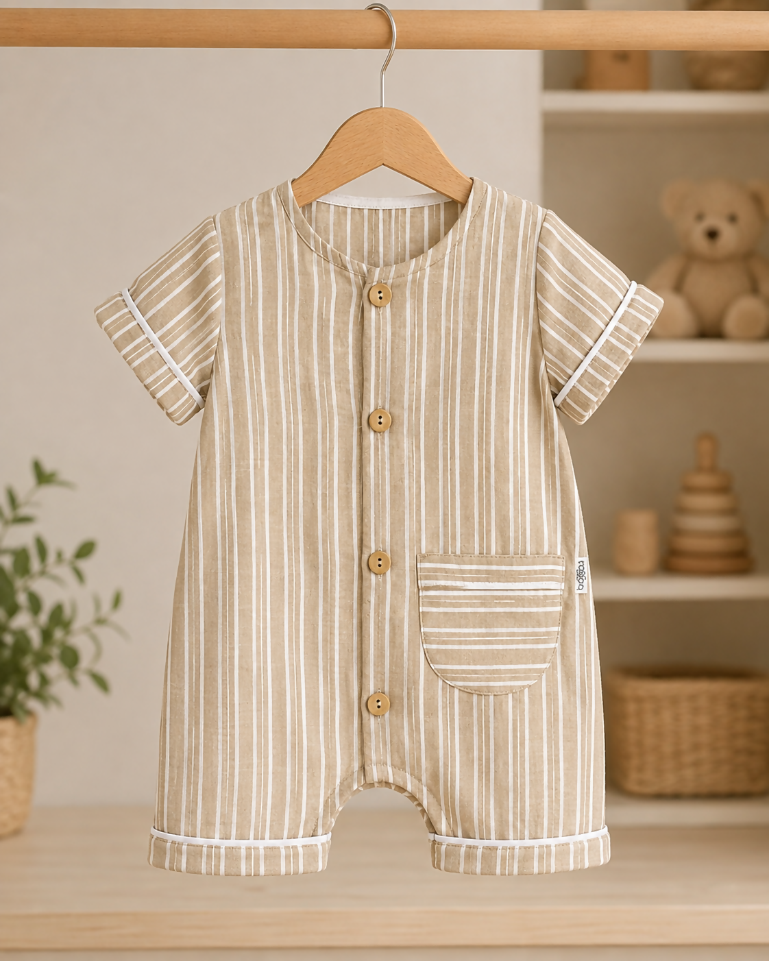 Turkish 100% Cotton Striped Baby Romper