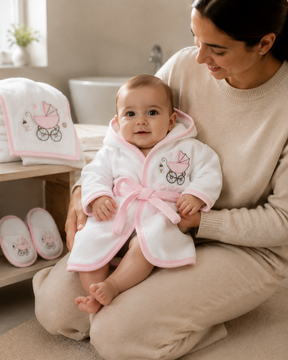 Turkish Cotton Baby Bathrobe Set