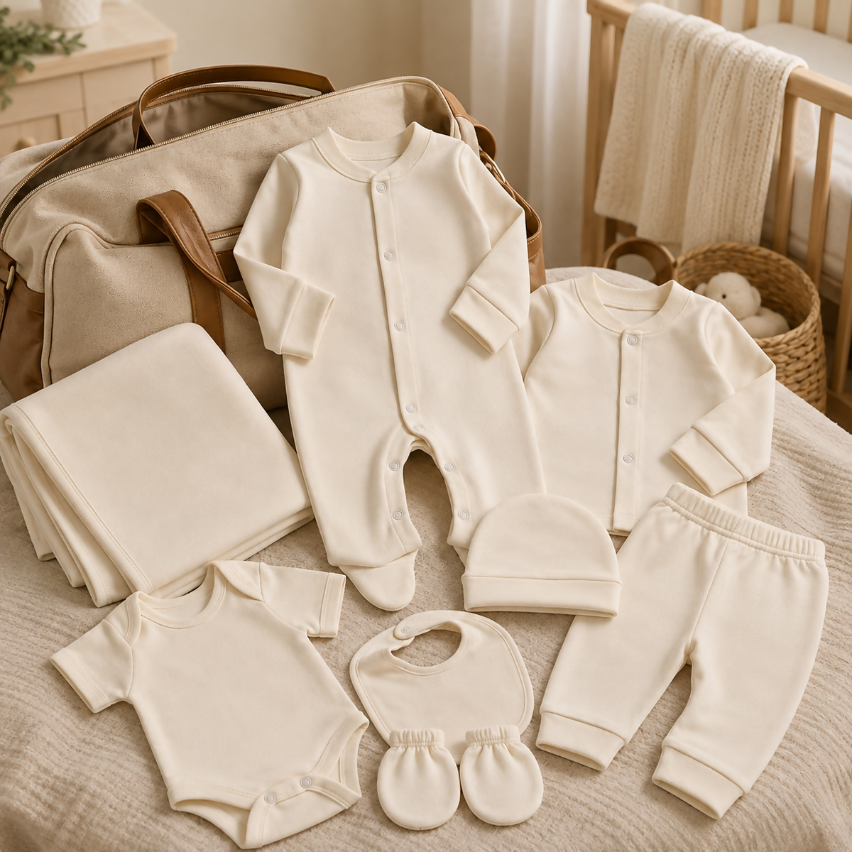 Plain Newborn Hospital Set – 8 Pieces
