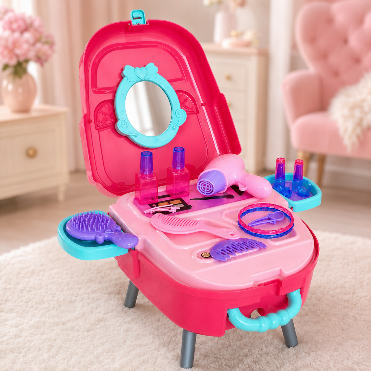 4-in-1 Beauty Playset Suitcase – 23 Pieces
