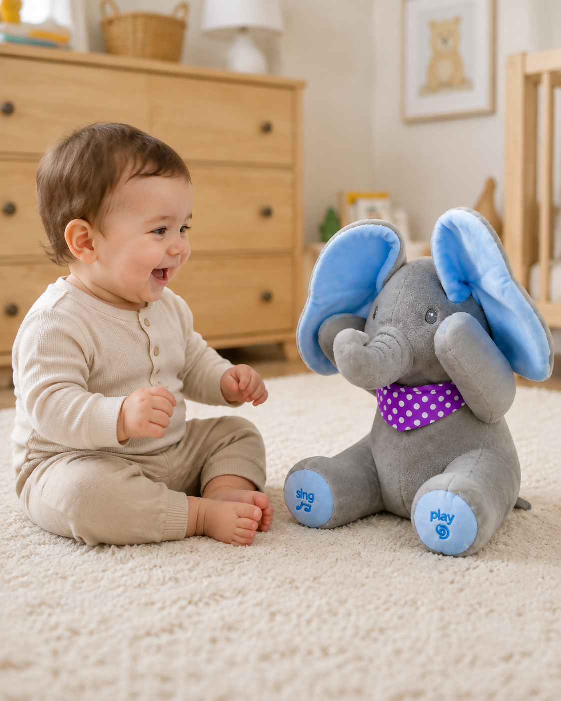 Interactive Peek-A-Boo Elephant Plush Toy 🐘