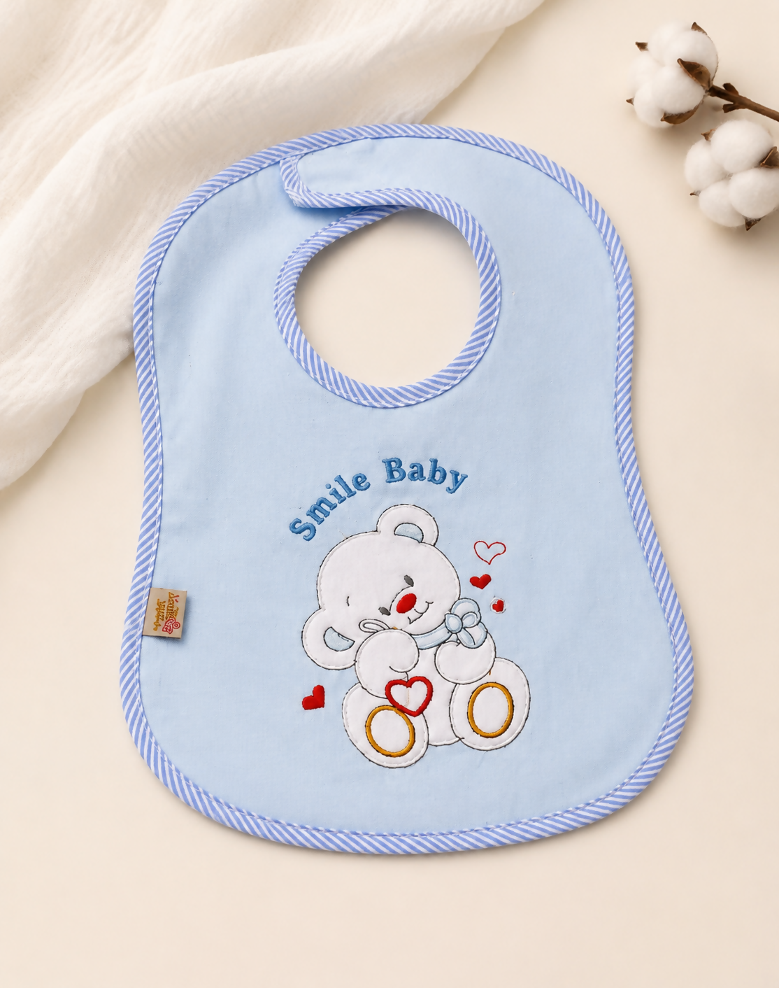 Large 100% Cotton Baby Bib with Protective Lining