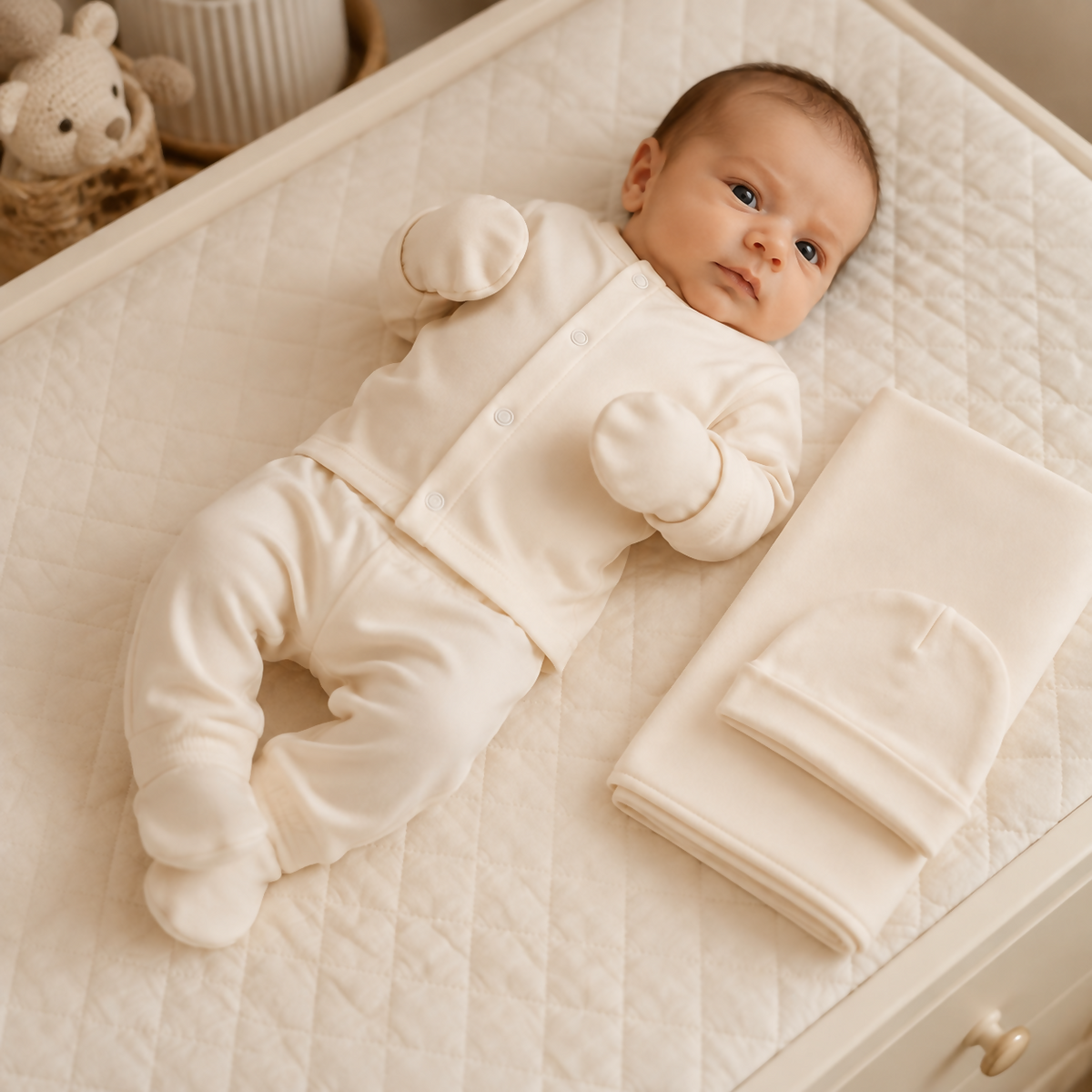 Plain Newborn Hospital Set – 8 Pieces