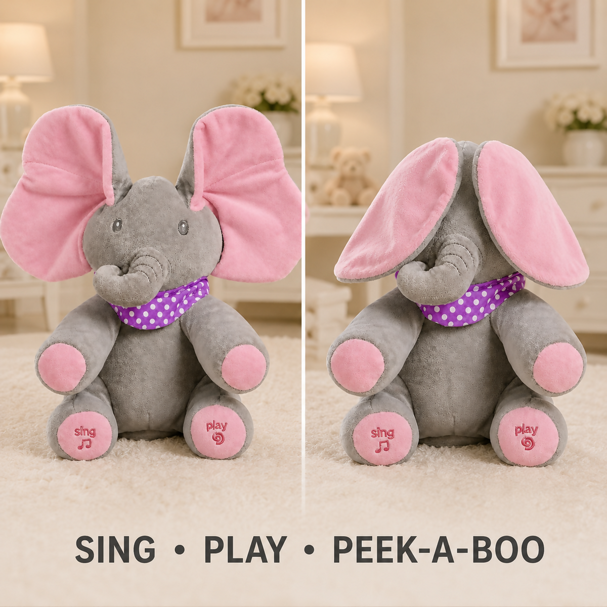 Interactive Peek-A-Boo Elephant Plush Toy 🐘