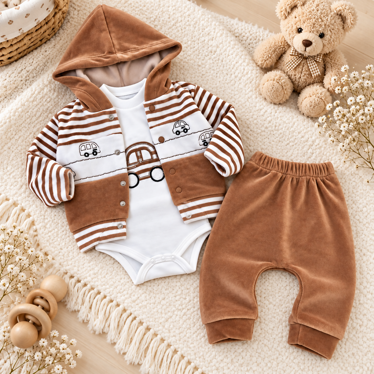 Turkish Baby Velour 3-Piece Set