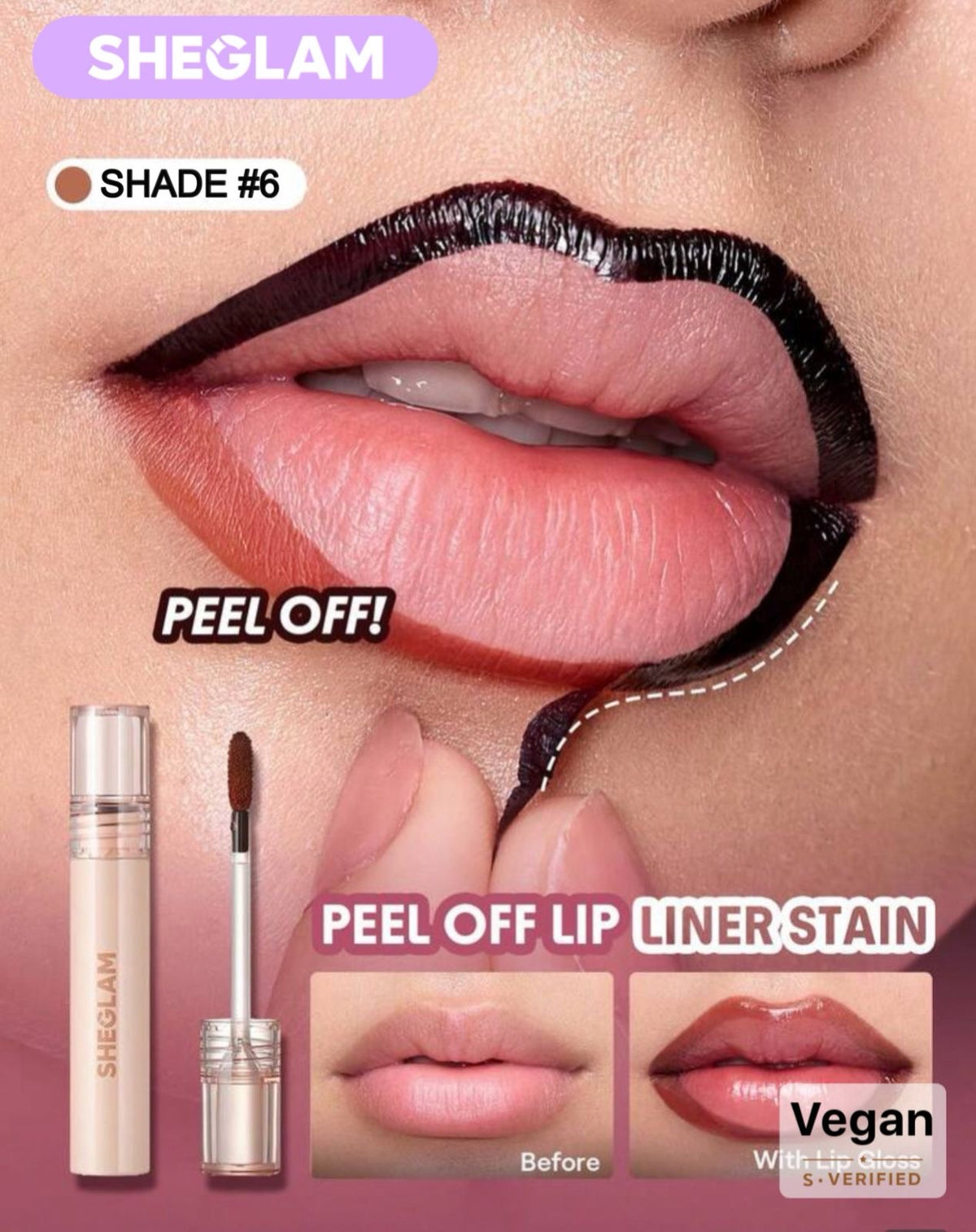Sheglam Peel-Off Lip Liner Stain – Long-Lasting Lip Definition