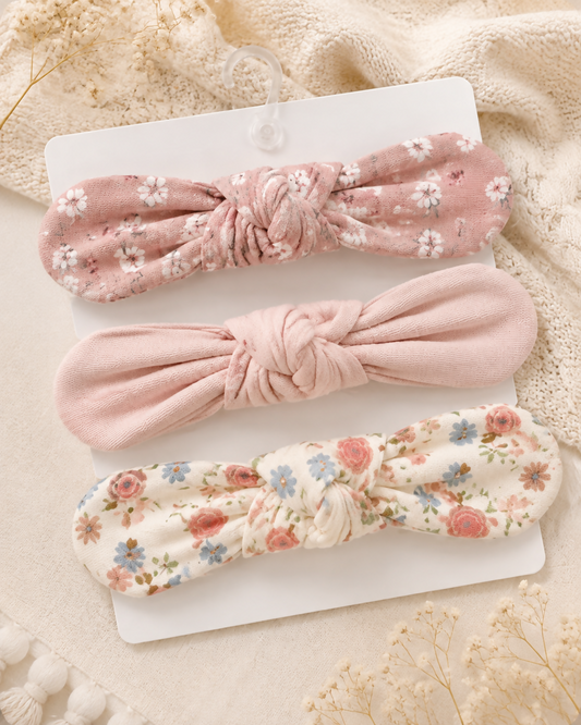 Girls’ Cotton Knot Headbands – 3 Pieces
