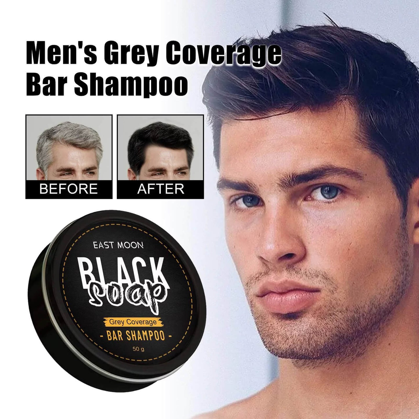 East Moon Black Soap – Grey Coverage Bar Soap – Cleanse, Nourish & Cover Naturally