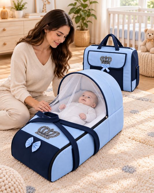 Crown Baby Carrycot & Matching Bag – 2-Piece Set