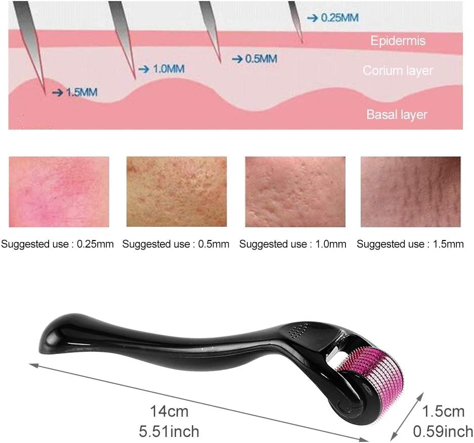 Derma Roller Microneedle Roller for Face (0.25mm, 540 Titanium Needles)