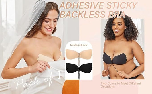 Push Up Cotton Sticky Strapless Adhesive Bra – Lift, Comfort & Confidence