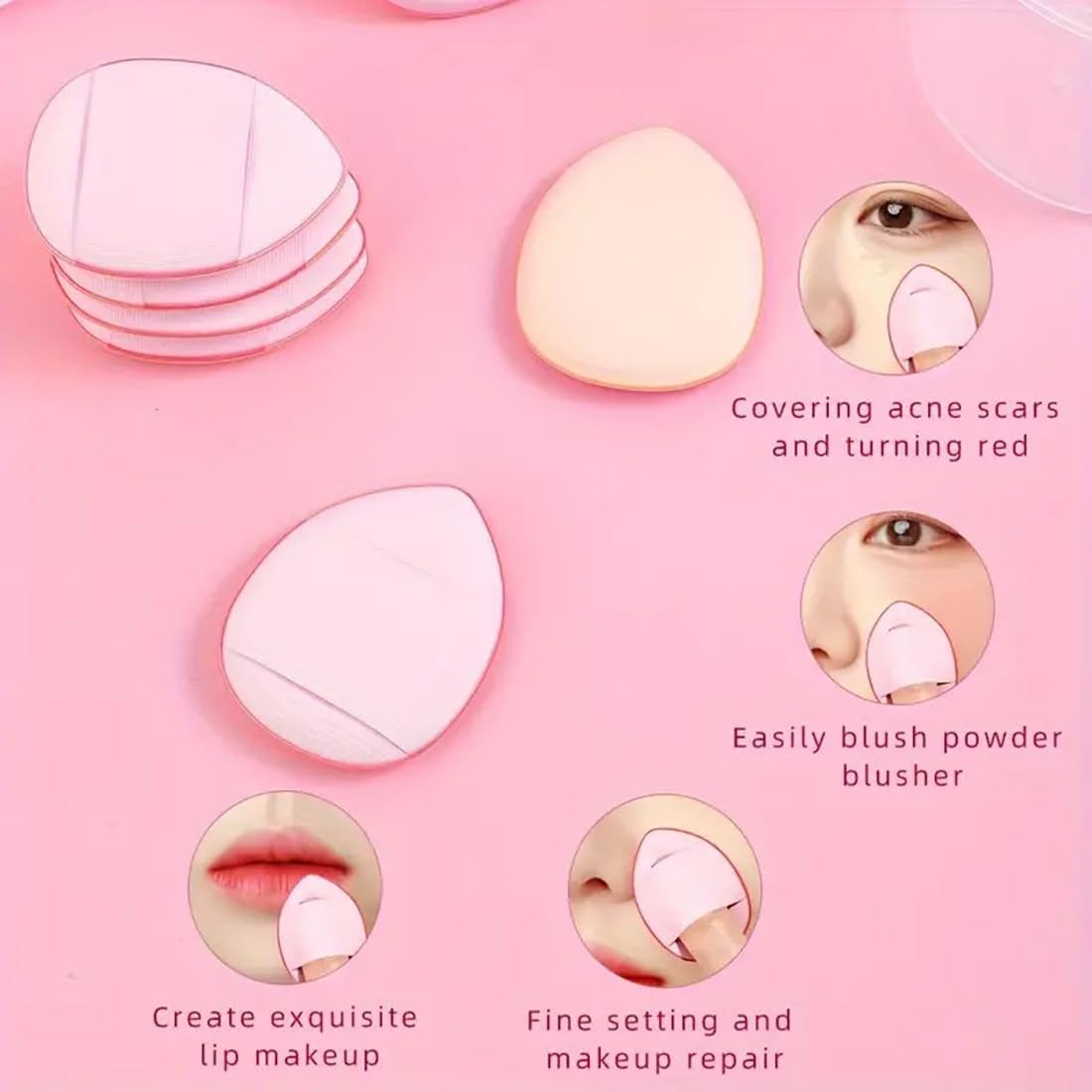Mini Finger Powder Puff Applicator Set (Pack of 4) – Flawless Touch at Your Fingertips