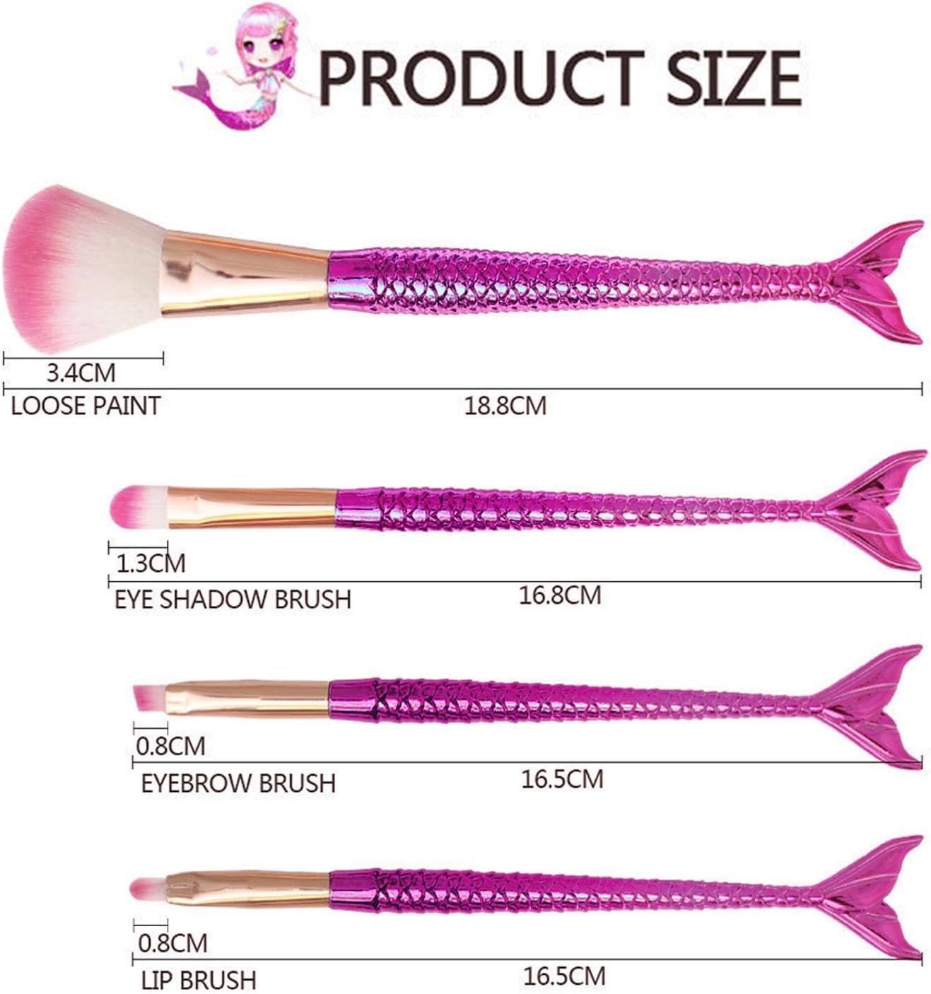 Mermaid Makeup Brush 4 Pieces Set