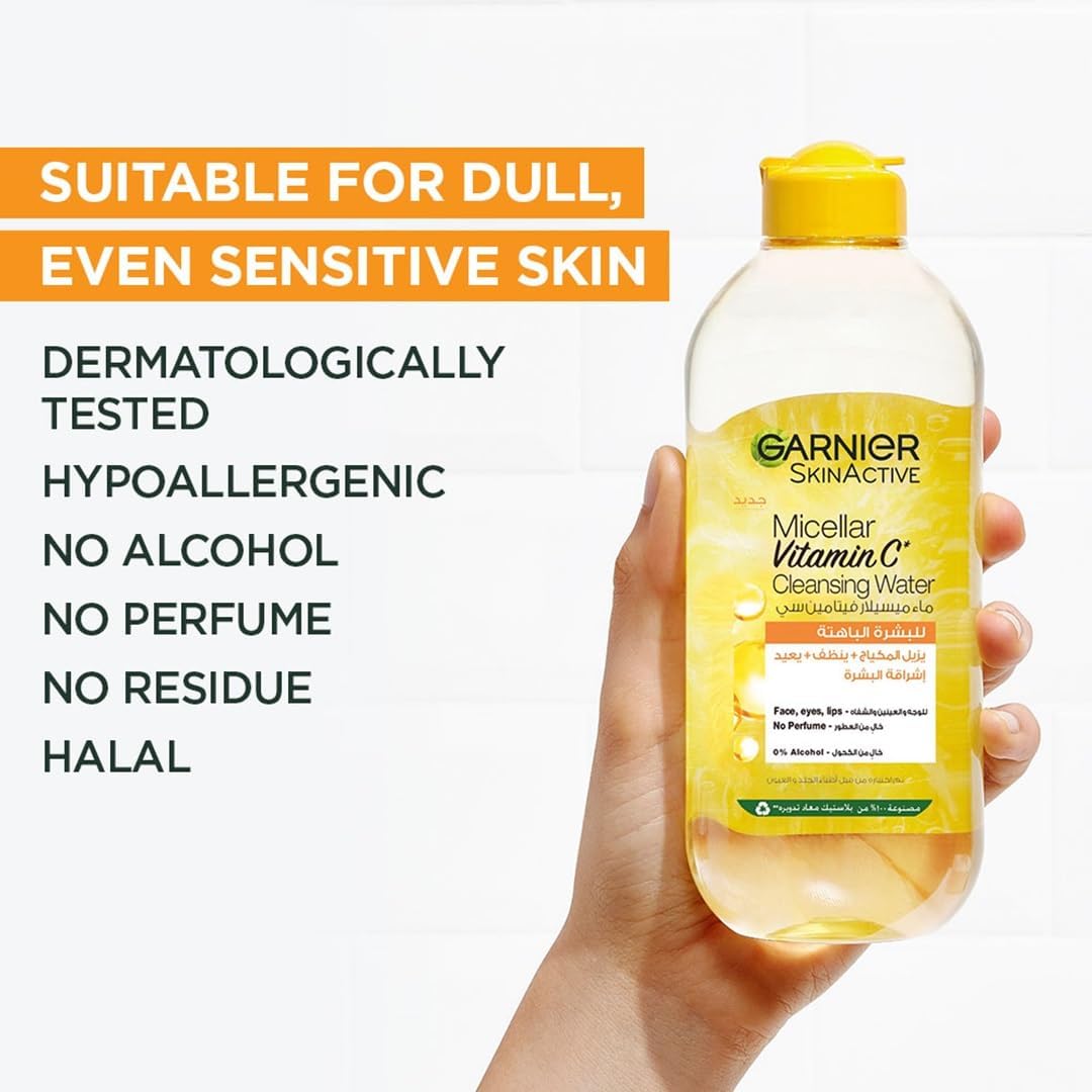 Garnier SkinActive Micellar Cleansing Water – Vitamin C Glow (Tout-en‑1)   (400 ml)