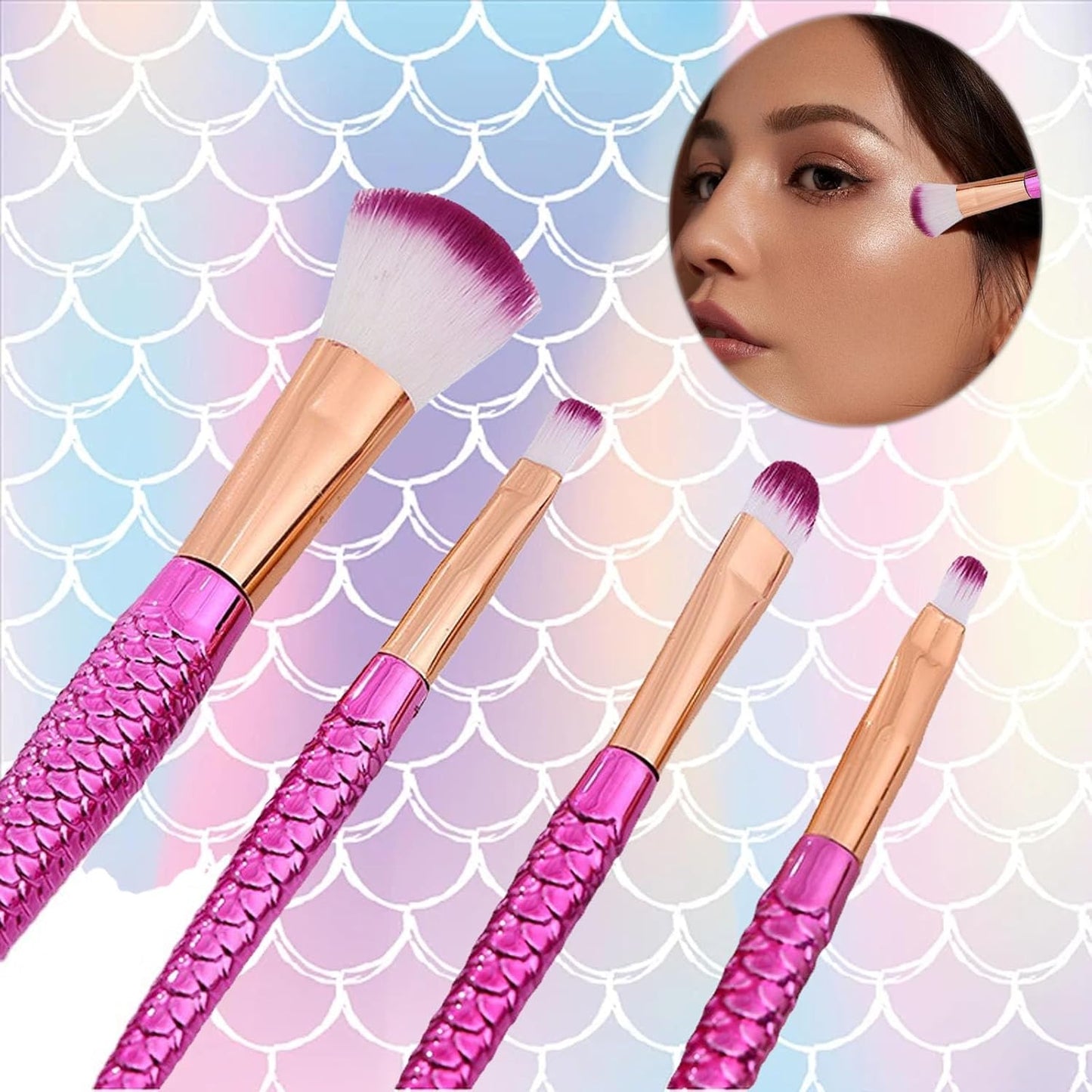Mermaid Makeup Brush 4 Pieces Set