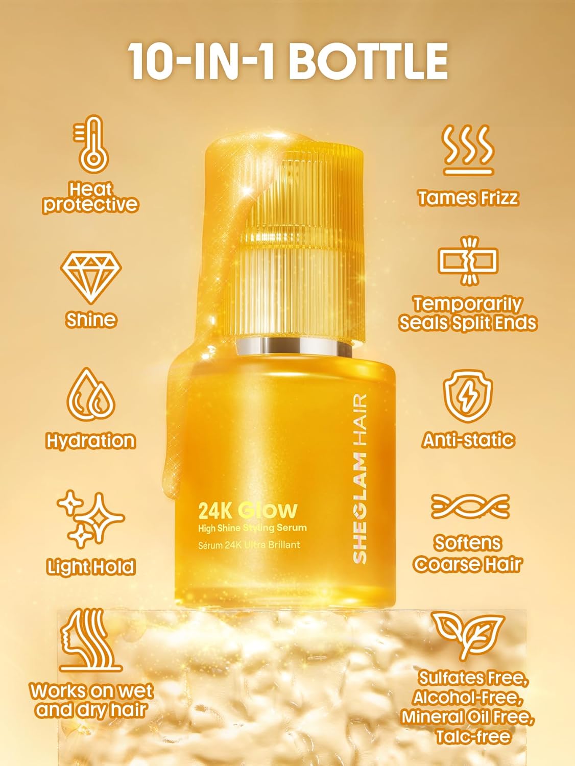 SHEGLAM Hair 24K Glow – Shine, Smooth & Protect